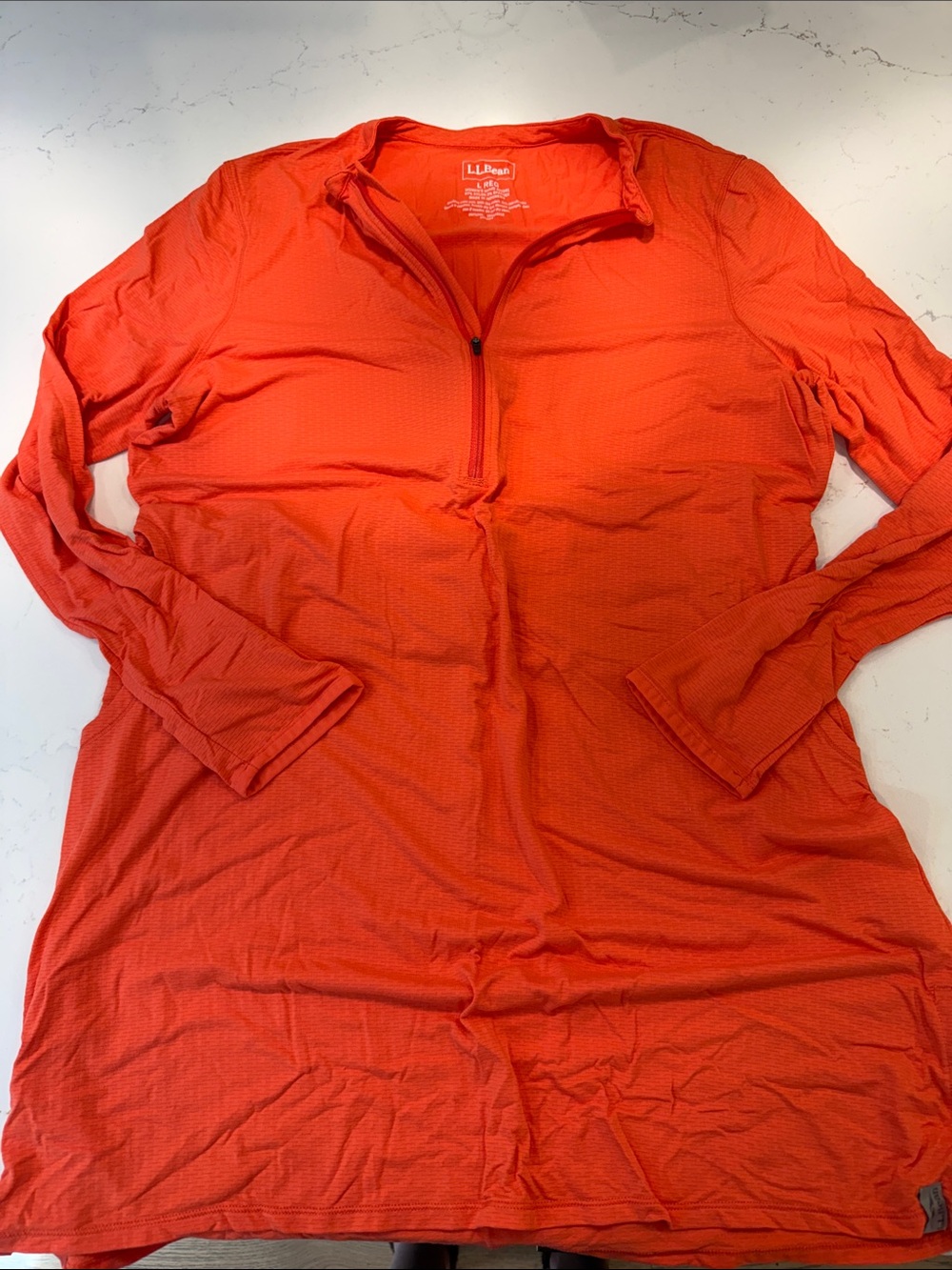 L.L. Bean Women's UV Protected Bright Orange Long-Sleeve Zip Swim Coverup